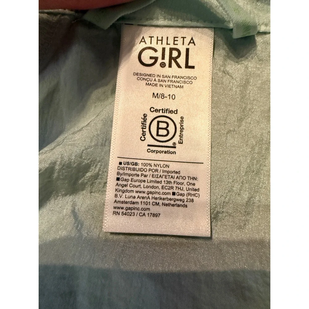 Athleta Girl Daybreak Jacket Girls Size‎ M 8-10 Sea Salt Green NWT Windbreaker
